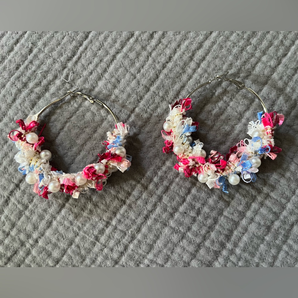 Colorful Beaded Hoop Earrings
